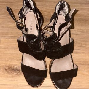 Hinge Black Strappy Heels